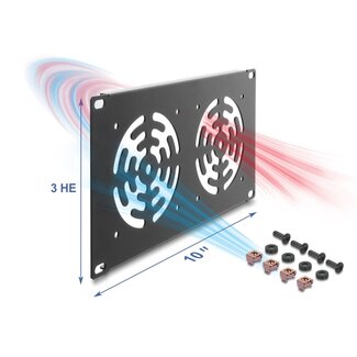 DeLOCK Delock 10″ 3U Rack Cover for 3 fans 92 x 92 mm dark grey