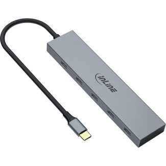 InLine® InLine® USB-C hub, 4x USB-C + Power Delivery 100 W, USB 3.2 Gen.2, grijs