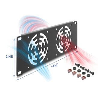 DeLOCK Delock 10″ 2U Rack Cover for 2 fans 80 x 80 mm dark grey