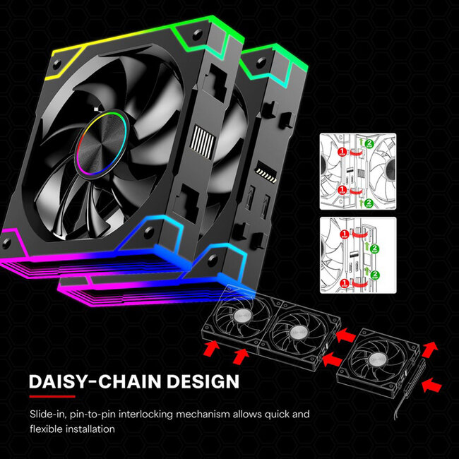 Xilence XPF120.ARGB 120mm PWM Ventilator voor pc-behuizing, ARGB LED