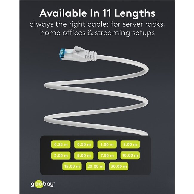 Goobay Ultra-Flexible CAT 6A Patch Cable S/FTP (PiMF), white 30 m