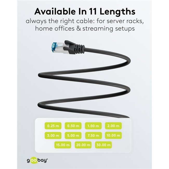 Goobay Ultra-Flexible CAT 6A Patch Cable S/FTP (PiMF), black 20 m