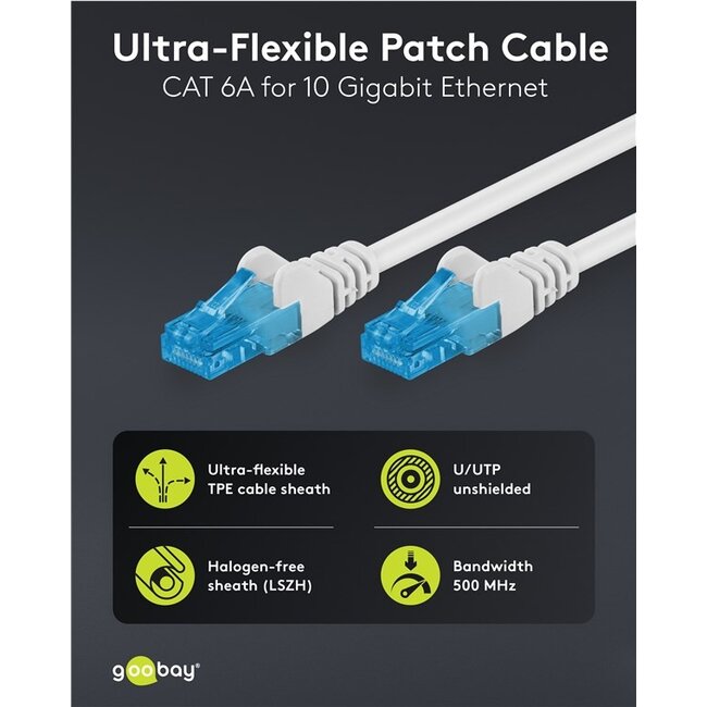 Goobay Ultra-Flexible CAT 6A Patch Cable U/UTP, white 30 m