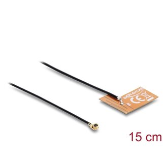 DeLOCK Delock WiFi 2.4 GHz Antenna I-PEX Inc., MHF® I plug 2 - 3 dBi omnidirectional with connection cable 1.13 15 cm FPC internal self-adhesive