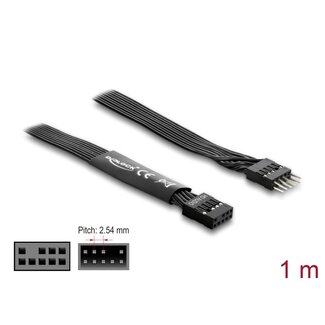 DeLOCK Delock HD Audio Flat Cable Motherboard Extension Cable 9 pin pin header male to pin header female 1 m black