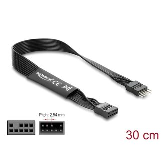 DeLOCK Delock HD Audio Flat Cable Motherboard Extension Cable 9 pin pin header male to pin header female 30 cm black