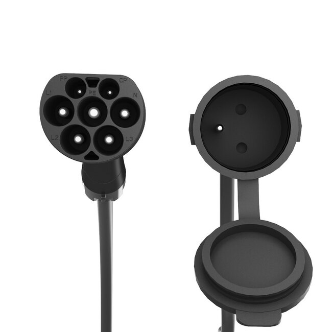 Adapter cable Type 2 (m) to French socket (f), 3.7 kW, 0.5 m