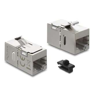 DeLOCK Delock Keystone Module coupler RJ45 jack to RJ45 jack Cat.6A with metal latch and clip shielded