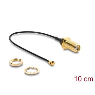 DeLOCK Delock Antenna Cable SMA jack bulkhead to I-PEX Inc., MHF® I plug 1.13 10 cm thread length 10 mm