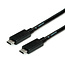ROLINE USB 3.2 Gen 2 kabel, met PD, C-C, M/M, 4K UHD-1, 10Gbit/s, Emark, 100W, zwart, 1 m