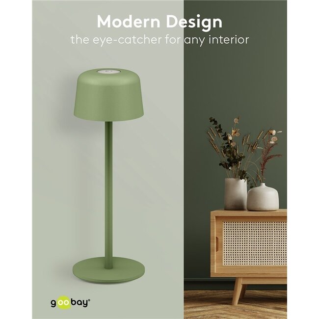 Goobay Wireless LED Table Lamp, Size S, 25 cm, Green