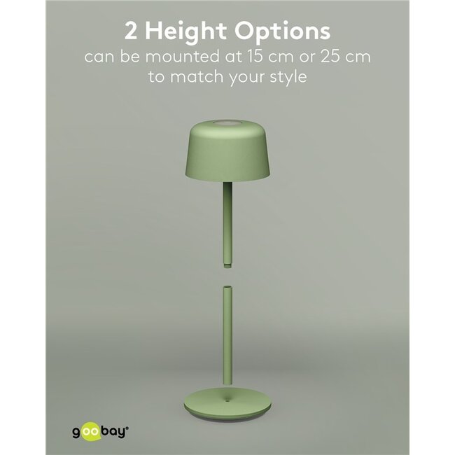 Goobay Wireless LED Table Lamp, Size S, 25 cm, Green
