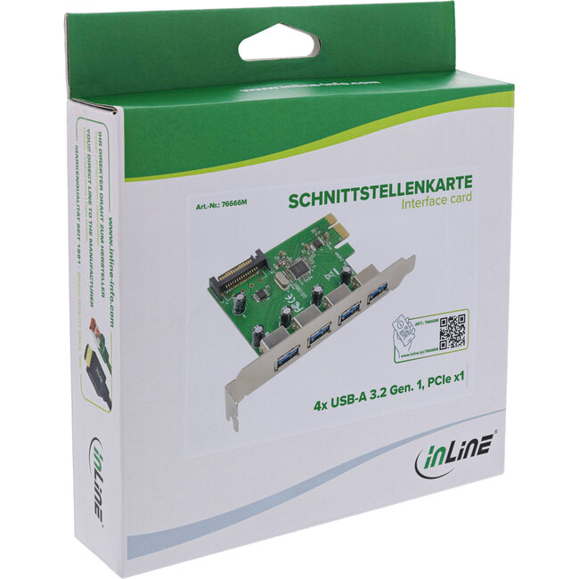 InLine® interfacekaart, 4x USB-A 3.2 Gen. 1, PCIe x1