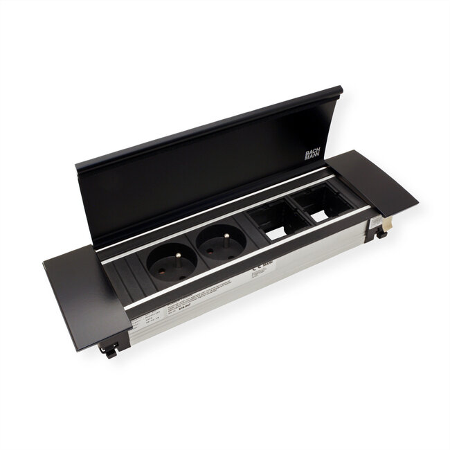 BACHMANN POWER FRAME COVER zwart ALU 4-voudig RAL9005