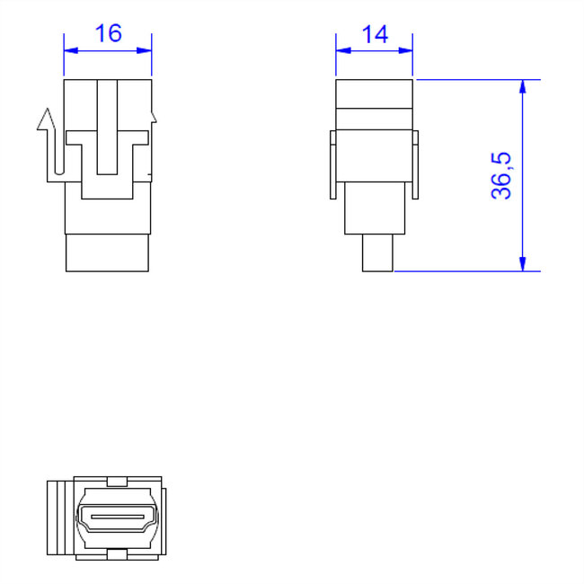 BACHMANN HDMI 2.0 Keystone module bus/contactdoos wit