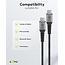 Goobay USB-C™ to USB-C™ Textile Cable with Metal Plugs (Space Grey/Silver), 0.15 m