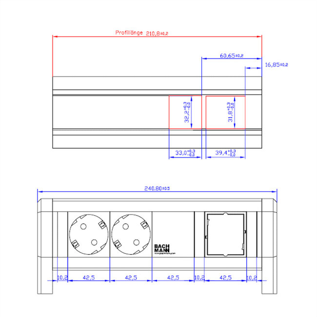 BACHMANN DESK 2xCEE7/3 1xCM GST18, zwart