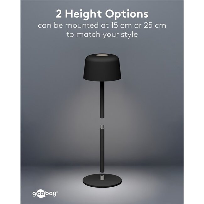 Goobay Wireless LED Table Lamp, Size S, 25 cm, black