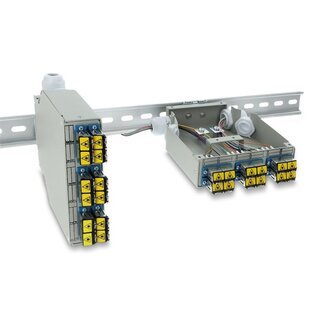 DeLOCK Delock Fiber Optic Patch Panel 6 port for SC Duplex and LC Quad with alternative panel for 8 x SC Simplex or LC Duplex grey for DIN rail mounting - horizontally or vertically mounted