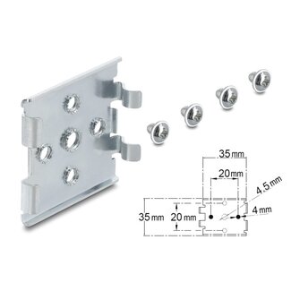 DeLOCK Delock DIN rail clip with 5 mounting holes – horizontally or vertically mounted