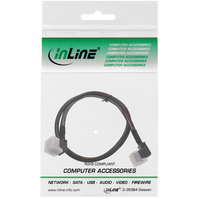 InLine® Mini SAS HD-kabel, SFF-8643/SFF-8643, beide zijden haaks, 1m