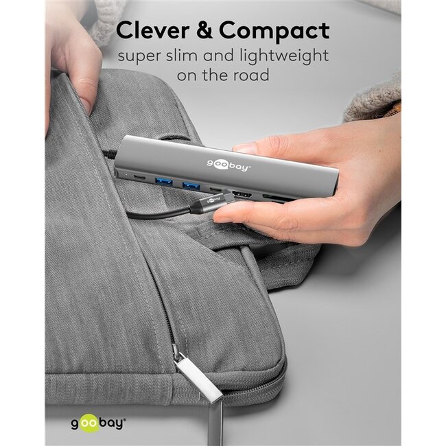 Goobay Slim 8-Port USB Hub with HDMI™ and RJ45, 5 Gbit/s