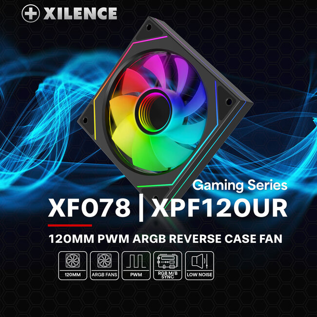 XILENCE XF078 Reverse Gehäuselüfter, mit Infinity-Mirror-Design