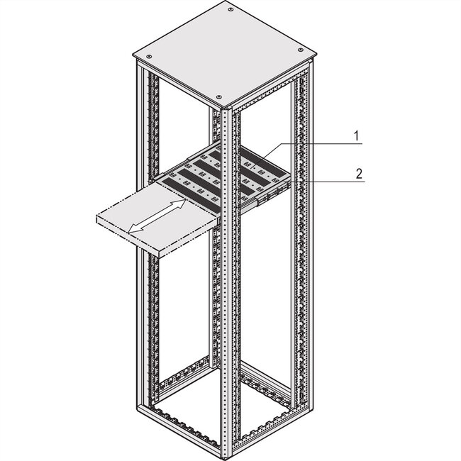 SCHROFF Varistar 19'' Legbord, telescopisch, 30 kg, RAL 7035, ingekort, 600W 500D