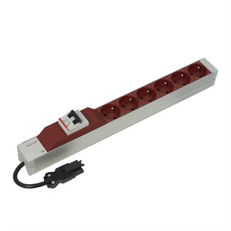 Schroff SCHROFF contactdoosstrip UTE, met Wieland®-ingang, 6 contactdozen, 19", rood, met overstroombeveiliging