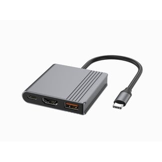 Cablexpert USB Type-C 3-in-1 multi-poortadapter (USB-poort + HDMI + USB-C video), space grey