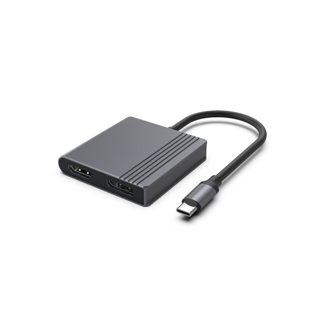 USB-C naar dubbele HDMI adapter, 4K 60Hz, zwart