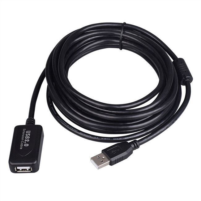 STANDARD USB 2.0 Verlängerung, aktiv, mit Repeater, schwarz, 5 m
