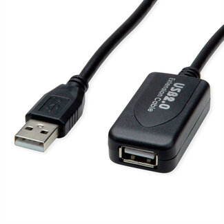 SECOMP STANDAARD USB 2.0-verlengkabel, actief, met repeater, zwart, 15 m