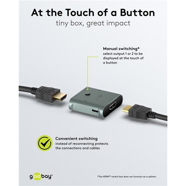 Goobay HDMI schakelaar | 2 naar 1 | HDMI2.1 (8K 60Hz + HDR)