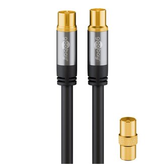 Goobay Goobay IEC (m) - IEC (v/m) coaxkabel | recht | verguld | zwart | 1 meter