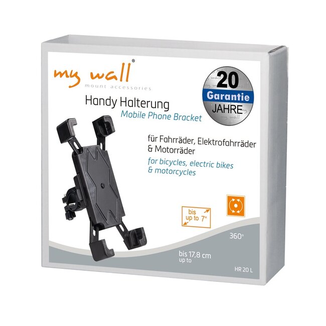 My Wall smartphone fietshouder | tot 7 inch | zwart