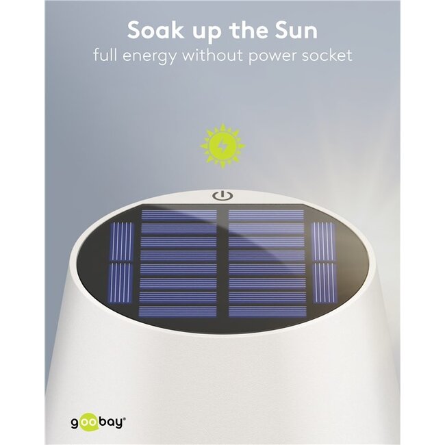 Goobay LED-tafellamp | warm wit | dimbaar | oplaadbaar (solar/USB-C) | wit | IP44