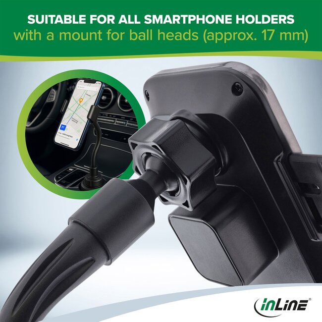 InLine bekerhouder adapter voor autohouders met kogelgewricht