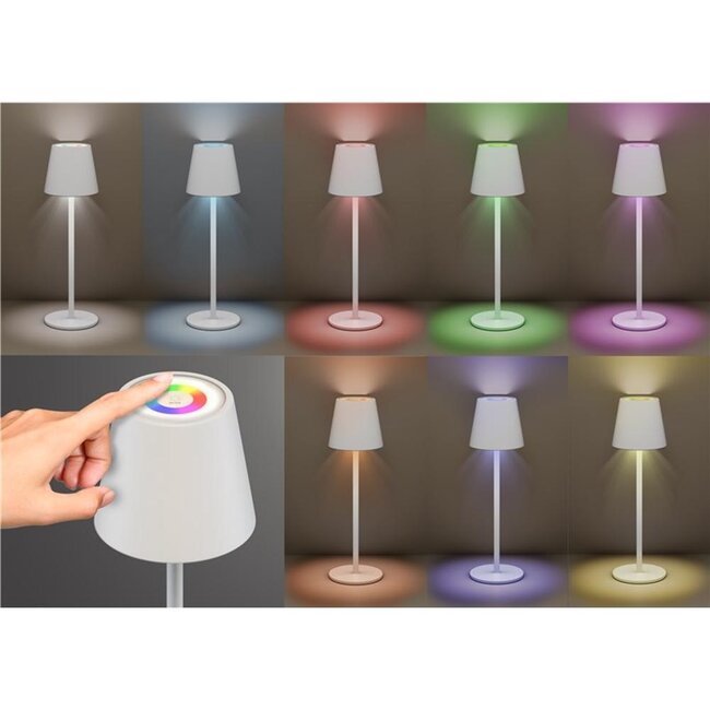 Goobay LED-tafellamp | RGB + warm wit | dimbaar | oplaadbaar (USB-C) | wit | IP44