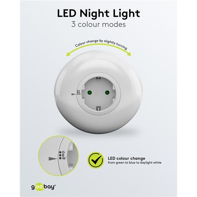Goobay LED nachtlamp | plug-in | 3 kleuren | IP20