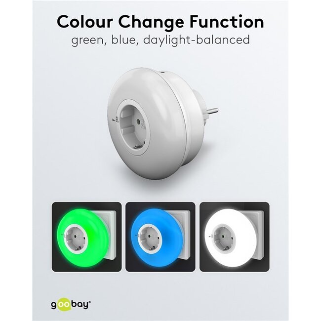 Goobay LED nachtlamp | plug-in | 3 kleuren | IP20