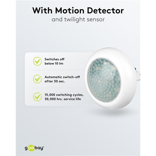 Goobay LED nachtlamp met bewegingssensor | plug-in | koel wit | IP20