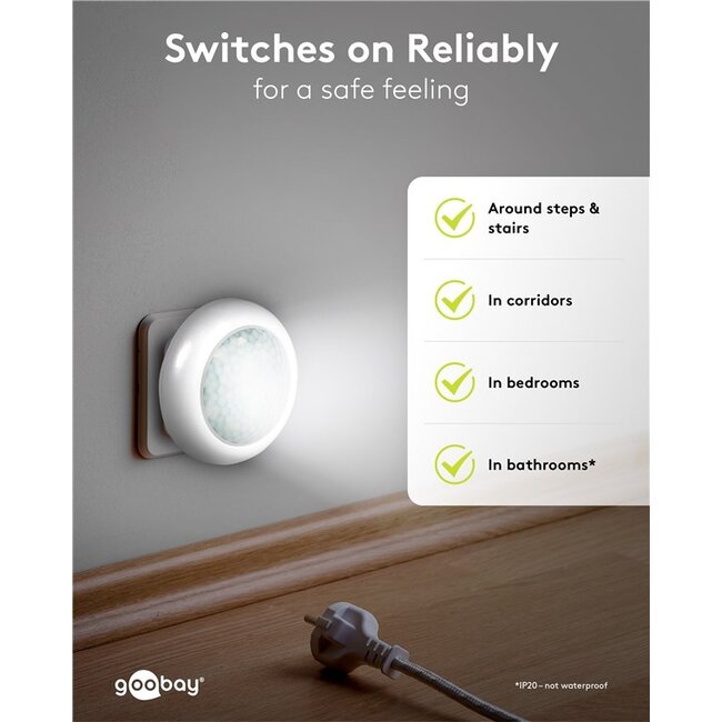 Goobay LED nachtlamp met bewegingssensor | plug-in | koel wit | IP20
