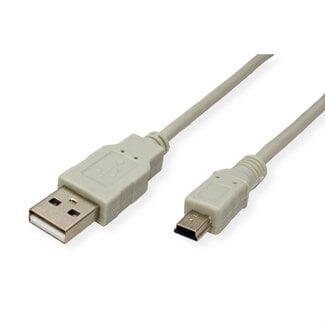 SECOMP STANDAARD USB 2.0-kabel, type A - 5-pins mini, beige, 0,8 m