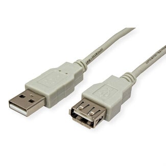 SECOMP STANDAARD USB 2.0 verlengkabel, Type A-A, M/F, beige, 0,8 m
