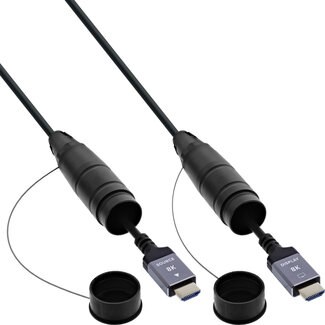 InLine® InLine® HDMI kabelhaspel, AOC HDMI 2.1 kabel, 8K @ 60Hz, zwart, 90m