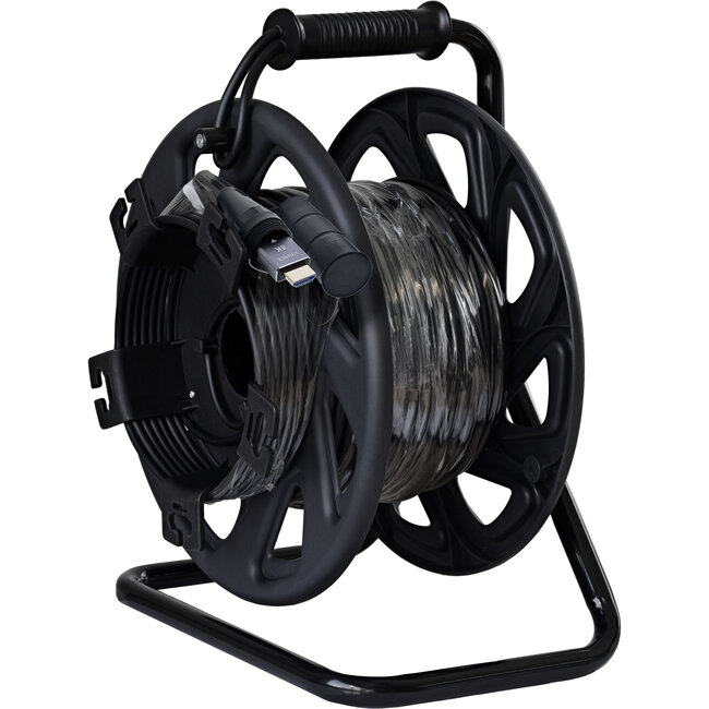 InLine® HDMI kabelhaspel, AOC HDMI 2.1 kabel, 8K @ 60Hz, zwart, 50m