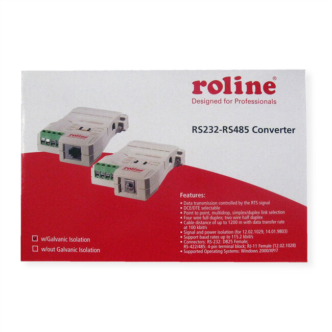 ROLINE Converter RS232-RS485, met galvanische scheiding