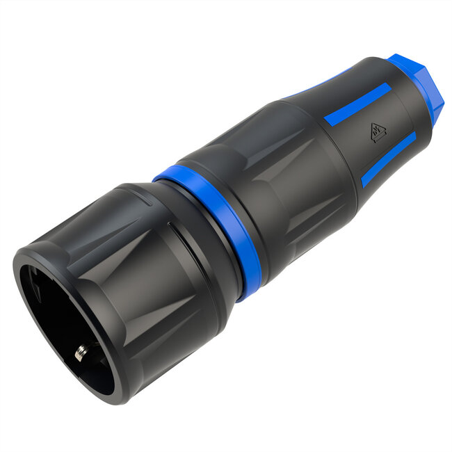BACHMANN Profi-Schutzkontaktkupplung CEE7/3, gummiert, schwarz-blau IP20
