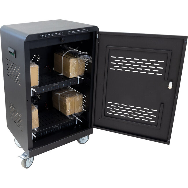 InLine® mobiele laadkast, 32x USB-C, 2000W, PD3, QC5, afsluitbaar, zwart